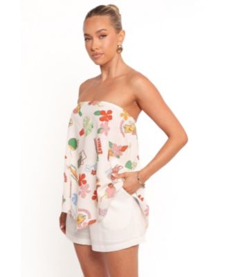 Женский топ без бретелек Sui с лепестками и щенком