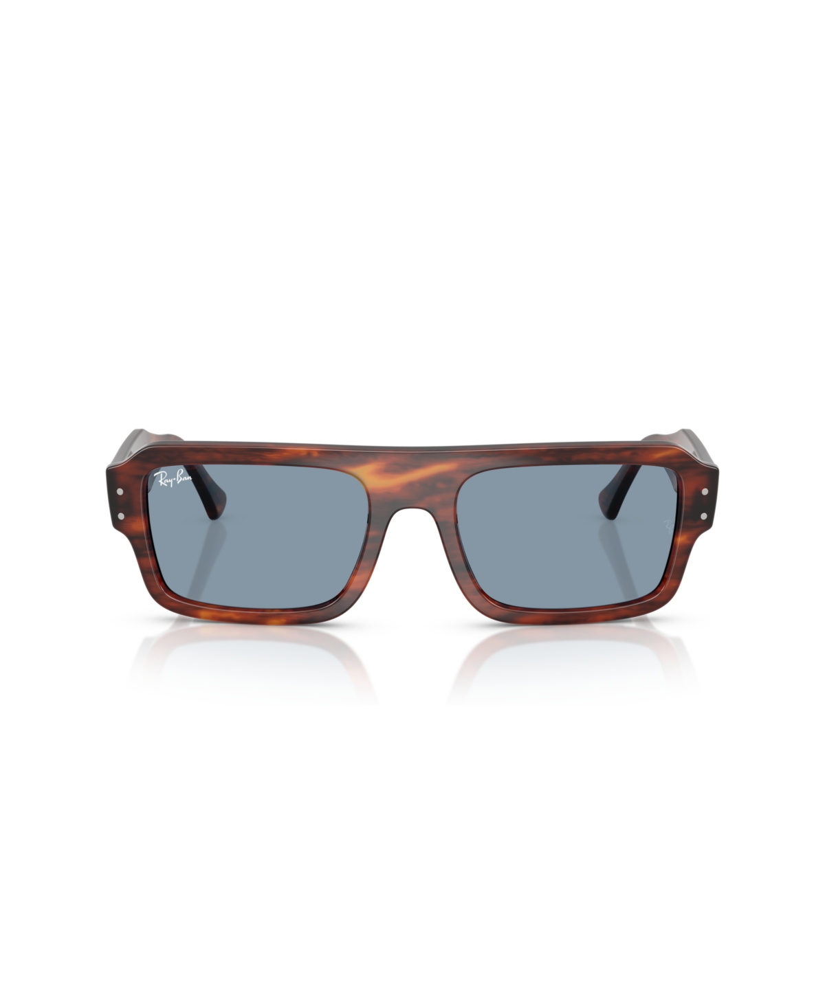 Ray Ban Rb4454 Havana Rectangular Sunglasses In Striped Havana