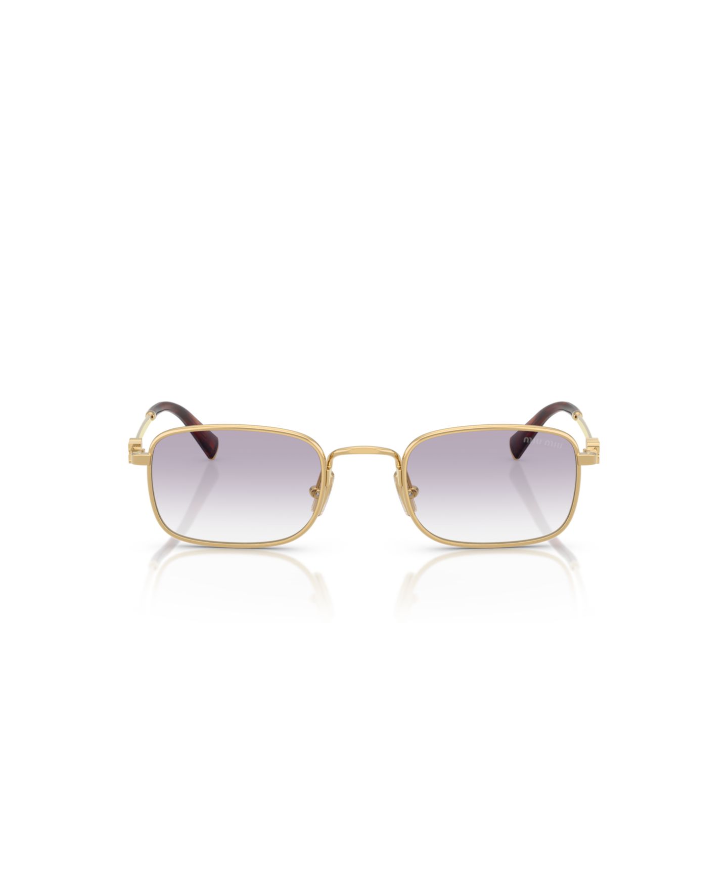 Женские солнцезащитные очки MIU MIU Rectangle Sunglasses, MU A53S, цвет: Золотой — фото 4