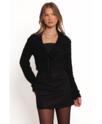 Женский кардиган Capra с пушистой завязкой спереди в виде лепестков и щенка