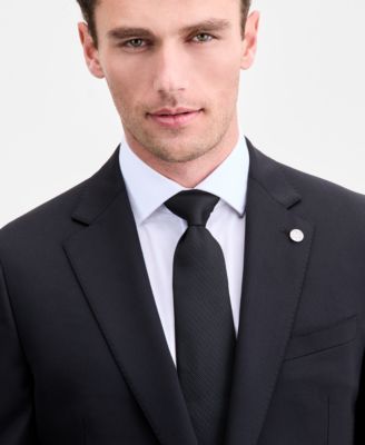 Men's Modern-Fit Black Solid Wool-Blend Suit Separate Jacket 