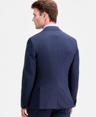 Men's Modern-Fit Blue Sharkskin Wool-Blend Suit Separate Jacket