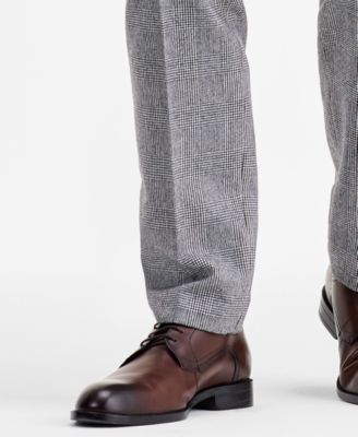 Men's Modern-Fit Stretch Black & White Wool-Blend Suit Separate Pants