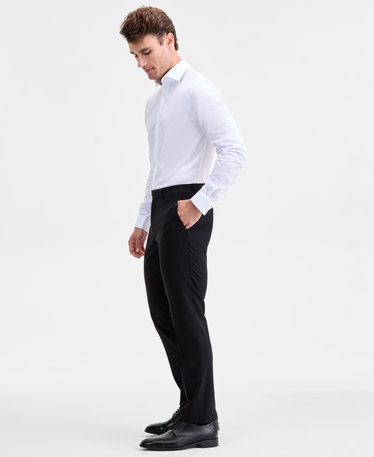 Ted By Ted Baker Men's Modern-fit Stretch Black Solid Wool-blend Suit Separate Pants In Black