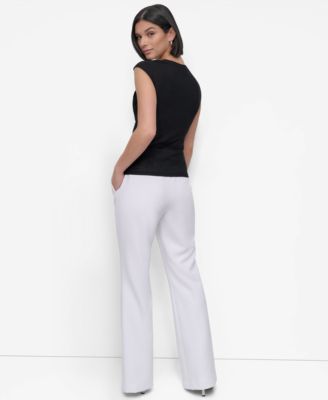 Миниатюрный топ без рукавов с асимметричным вырезом от DKNY