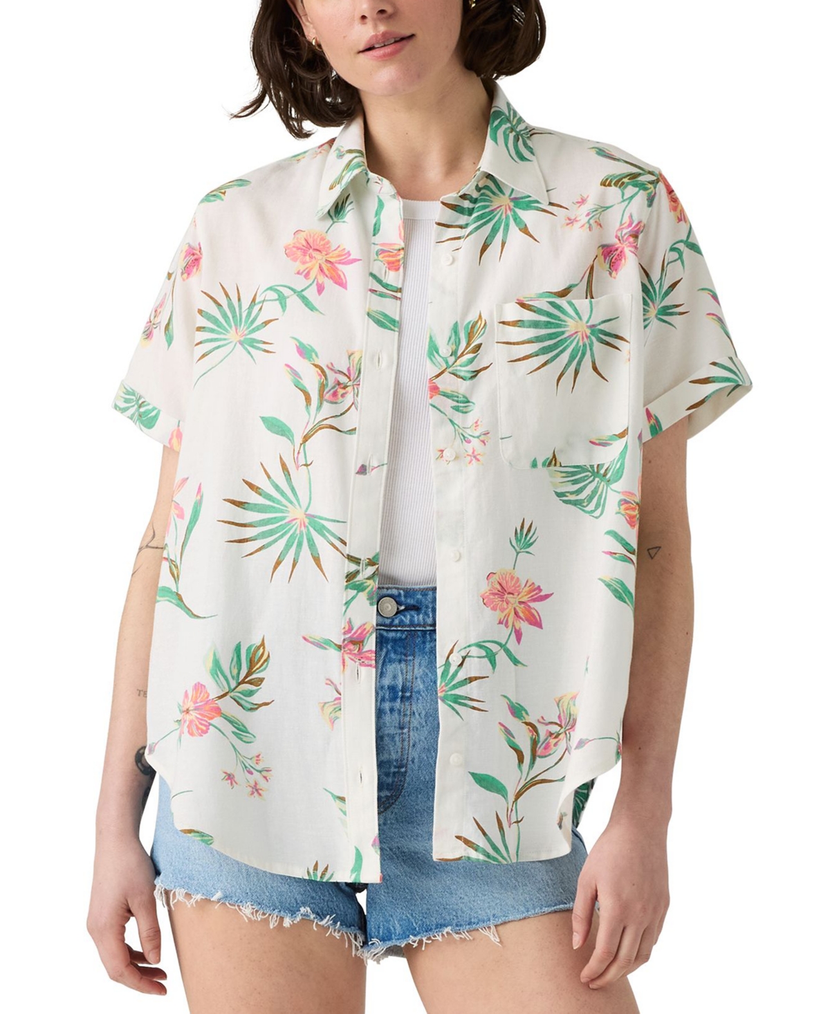 Levi's Plus Size Darlene Floral Short-sleeve Shirt