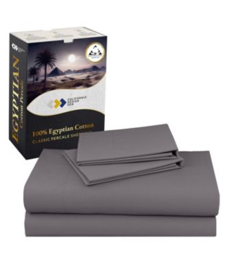 Certified Luxury Queen Bed Sheet Set - 100% Egyptian Cotton Sheets Queen, Classic Percale, Deep Pockets, Cool and Durable Bedding