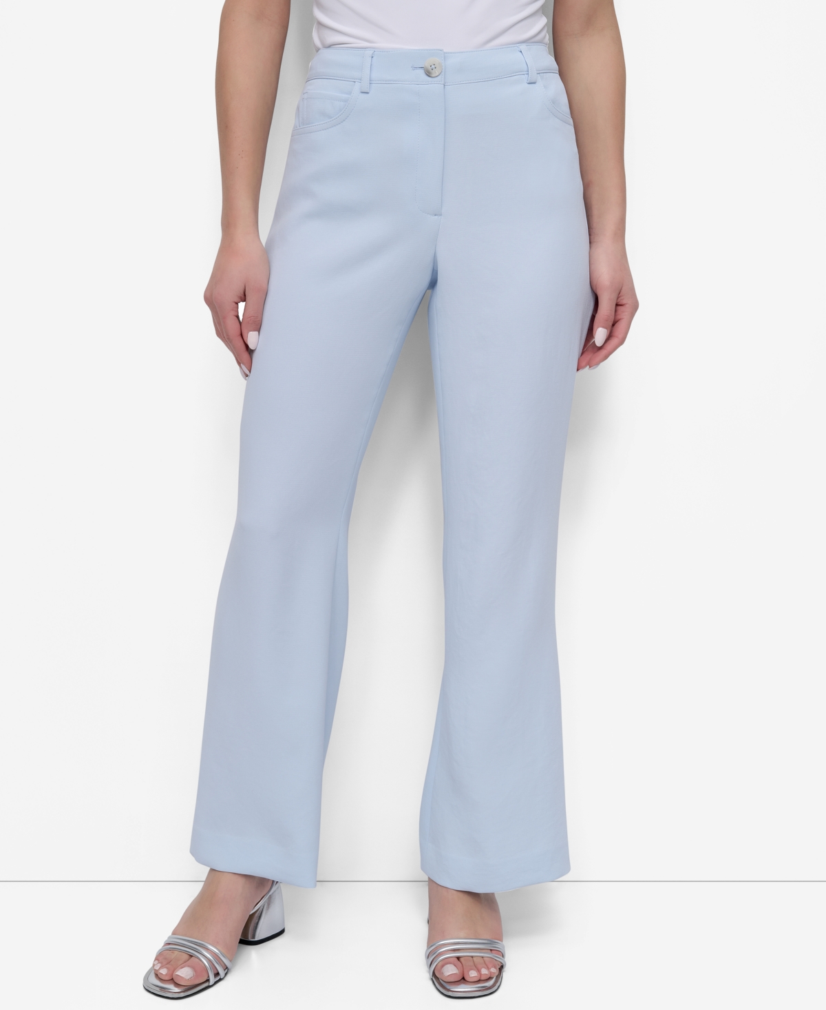 Petite Mid Rise Straight-Leg Pants - Skyway Blue