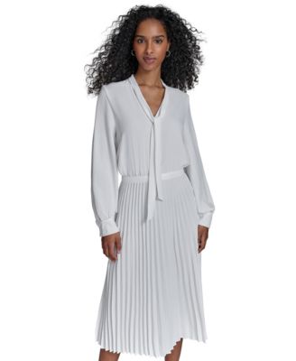 Женское платье с плиссированной юбкой на завязках от Calvin Klein