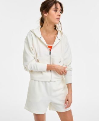 Women's Geo Jacquard Cropped Full-Zip Hoodie