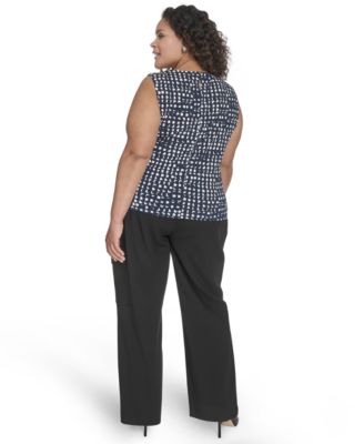 Топ без рукавов со складками на шее и принтом Calvin Klein Plus Size