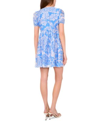 Платье с короткими пышными рукавами и принтом MSK Plus Size