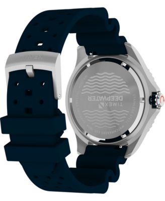 Men's Quartz Analog Blue Rubber Watch, 44mm