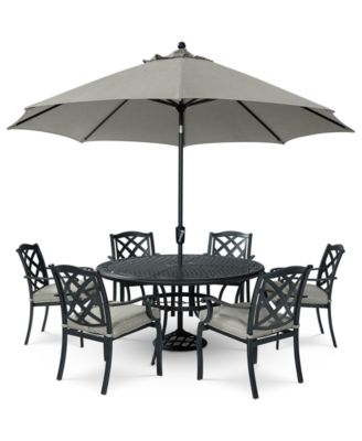 Wythburn Outdoor Dining 7pc Set (60" Round Table & 6 Lattice Dining Chairs)