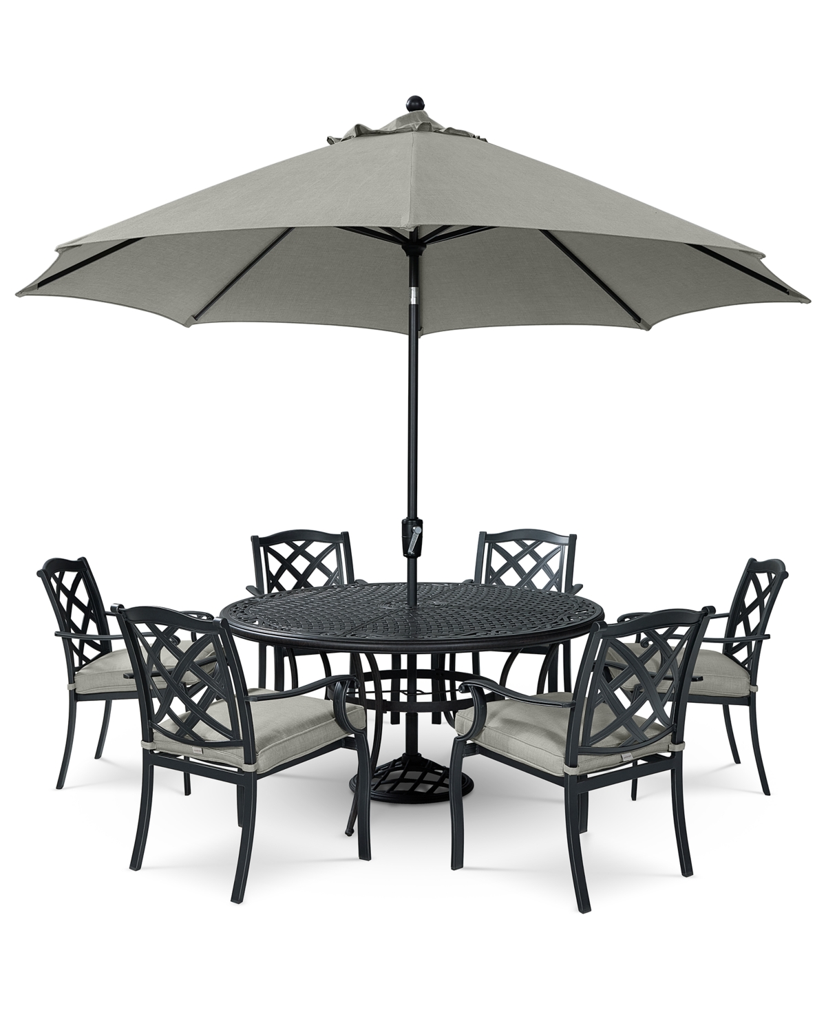 Agio Wythburn Outdoor Dining 7pc Set (60" Round Table & 6 Lattice Dining Chairs)