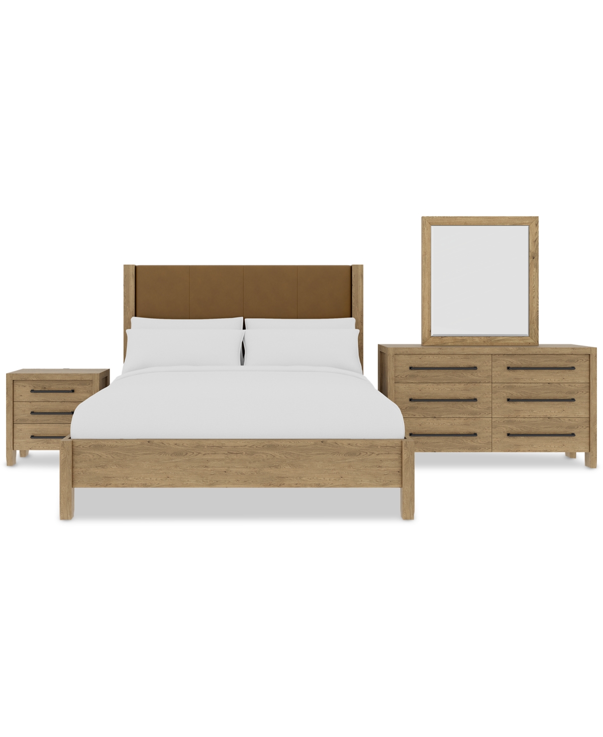 Macy's Davie 3-pc. King Set (leather Bed, Dresser & 1-drawer Nightstand), Created For  In Brown
