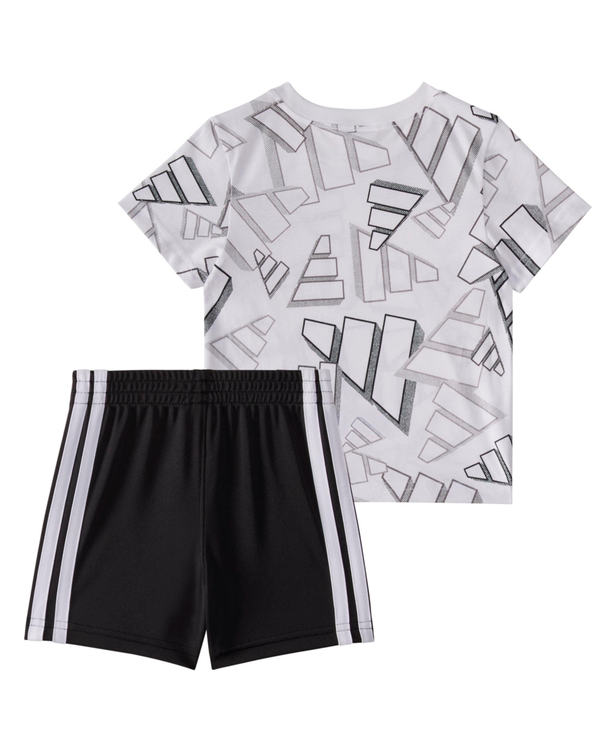 Adidas Originals Baby Boys 2-piece Short Sleeve Printed 3d Logo Toss T-shirt And Shorts Set In White