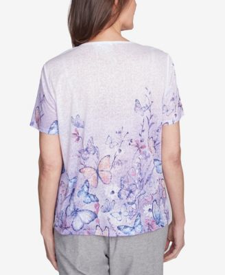 Топ-бабочка в стиле омбре Alfred Dunner Petite Crystal на пружинках крест-накрест