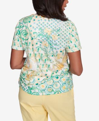 Дуннер Маленькая Проснись И Пой Тропический Геометрический Лоскутный Топ