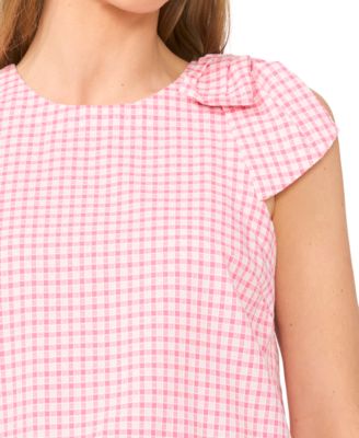 売れ筋商品|||セセ カットソー トップス レディース Women's Gingham Bow-Shoulder Sleeveless Top Rich Black CeCe Women's Gingham Bow-Shoulder Sleeveless Top - Macy's