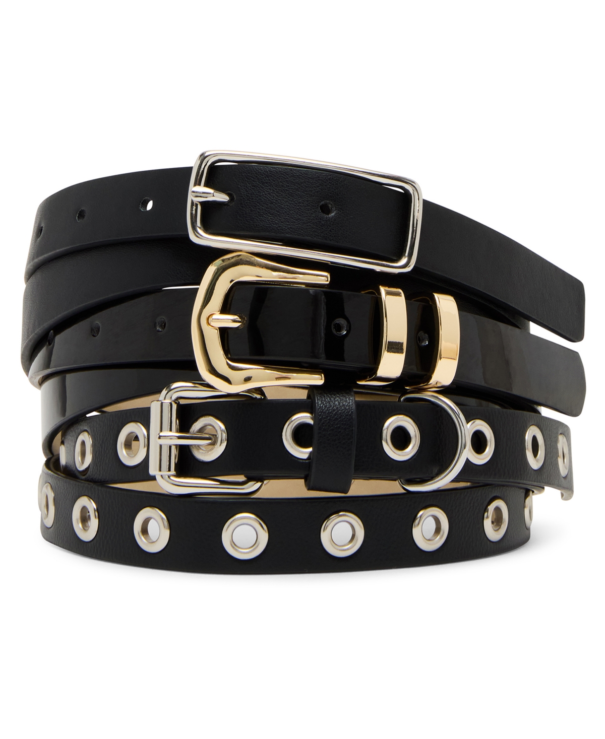 Pebble Polyurethane Puffy Buckle Belt - Black-black-black
