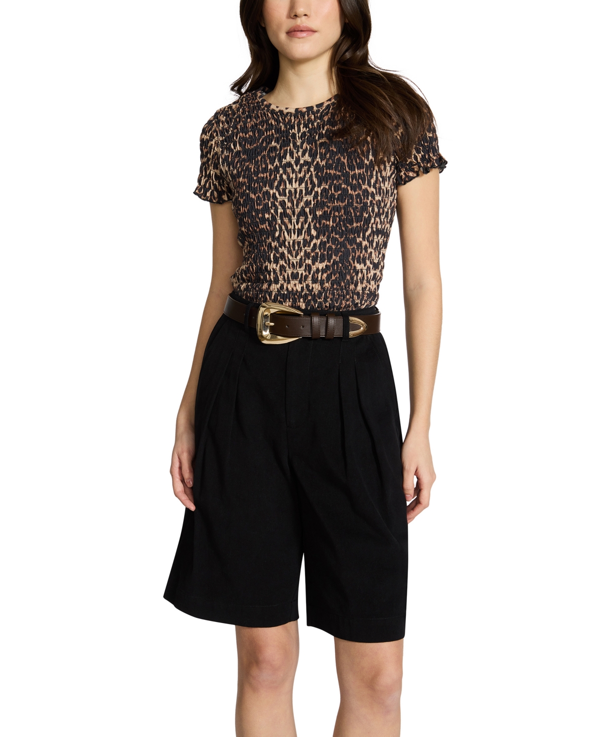 Steve Madden Topstitched Textured Polyurethane Pant Belt