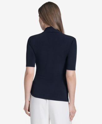 Женский топ с искусственным запахом и рюшами от Halston