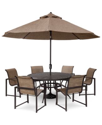 Wythburn Outdoor Dining 7pc Set (60" Round Table & 6 Sleek Sling Dining Chairs), Created for Macy's