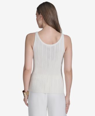 Женский трикотажный топ без рукавов в рубчик от Halston