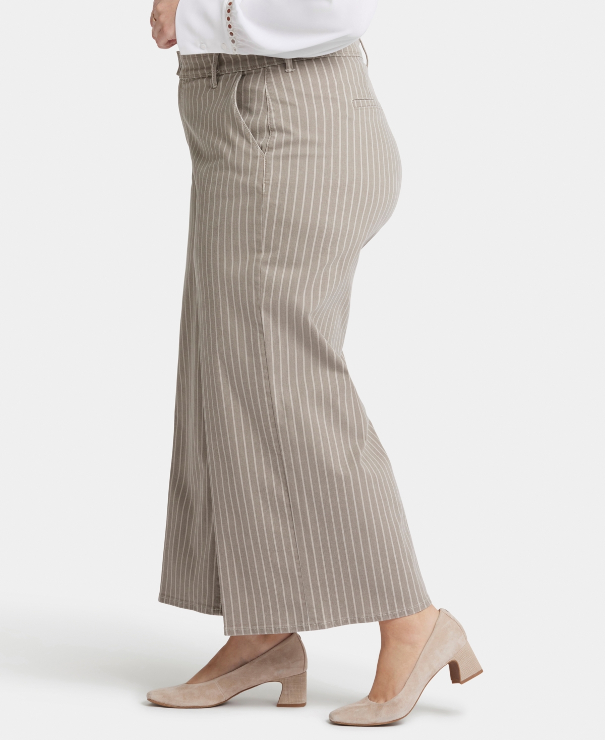 Nydj Plus Size Mona Wide Leg Trouser Ankle Jeans In Boardwalk Stripe