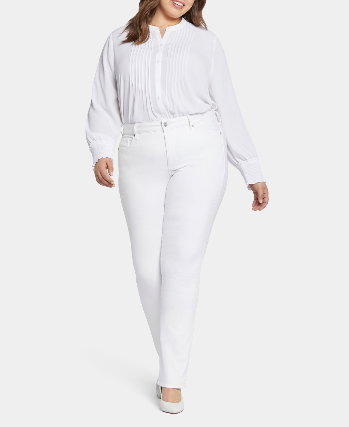 Nydj Plus Size Marilyn Straight Jeans In Optic White