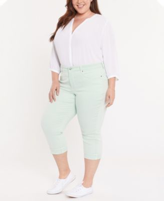 NYDJ Plus Marilyn Straight-Leg Cuffed Ankle Jeans in Pueblo Rose