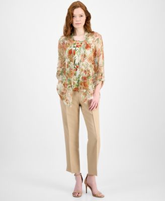 Женский кардиган с открытой передней частью и цветочным принтом Kasper 