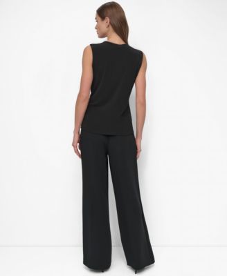 Миниатюрный драпированный топ без рукавов от DKNY