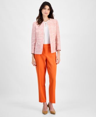 Женский твидовый пиджак Kasper с открытой передней частью и без воротника