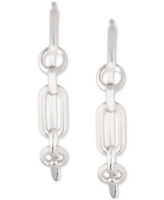 Sterling Silver Medium Link C-Hoop Earrings, 1.38" 