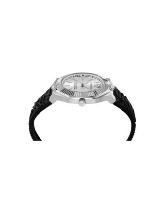 Men's Metronaut Three Hand Quartz Black Silicone Strap Watch, 42mm