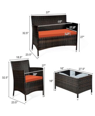 Set of 8 Outdoor Patio Rattan Conversation Furniture Set w/ Cushion Table