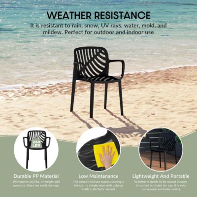 Outdoor Modern Stackable Patio Dining Armchairs (Set of 2)