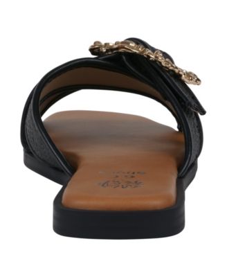Women's Ivy Embellished Buckle Slide Flat Sandals