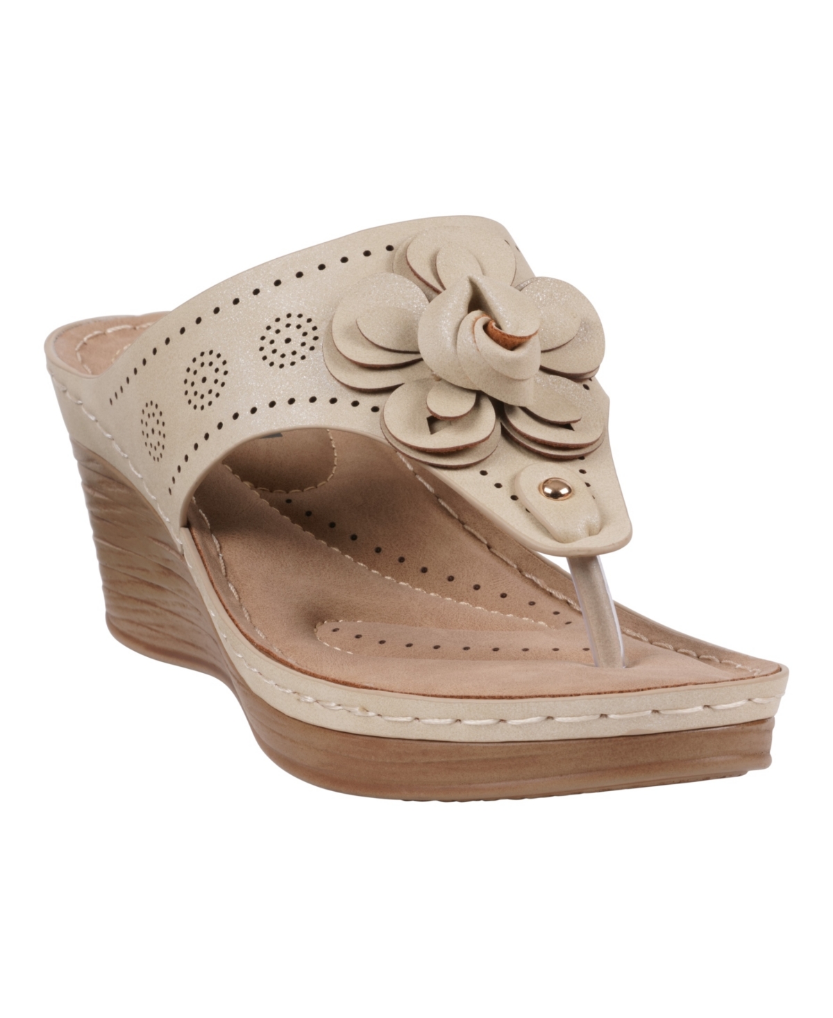 Gc Shoes Women's Willa Floral Wedge Sandals In Gold