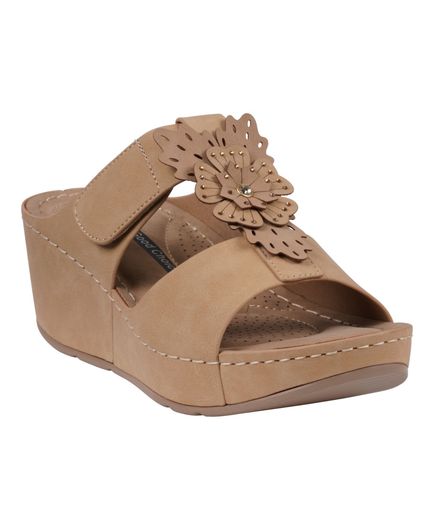 Женские сандалии GC Shoes Talia Floral Wedge, цвет: Рыжевато-коричневый — фото 1