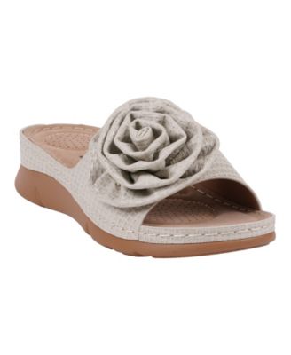 Women's Honey Flower Rosette Flat Sandals