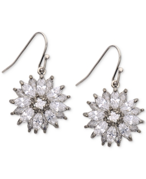 UPC 639268033682 product image for Nine Silver-Tone Cubic Zirconia Flower Drop Earrings | upcitemdb.com