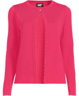 Women's Blend Scallop Edge Fitted Cardigan Sweater