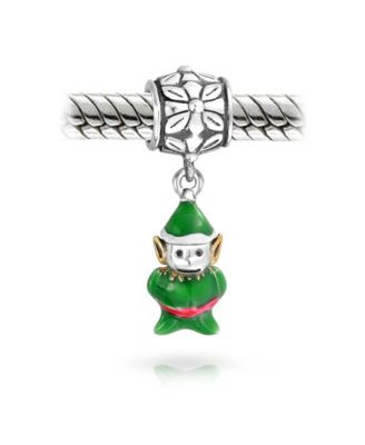 Christmas Charm Bead Santa Helper Elf Enamel European Bracelet Sterling Silver