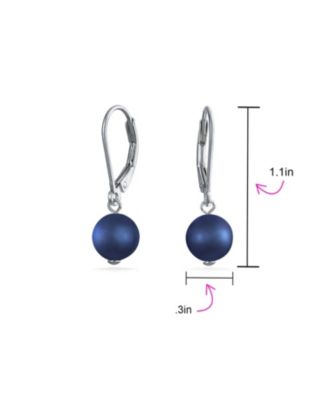 Classic Black White Pink Grey Round Freshwater Cultured Pearl Drop Dangle Bead Ball Earrings .925 Sterling Silver Lever back