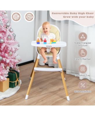 Kids 4-in-1 Convertible High Chair Feeding Chair with Adjustable Tray