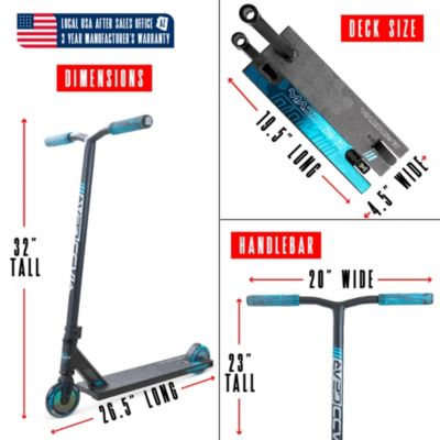 Pro Stunt Scooter for Kids Ages 8 - 12 – Lightweight Durable Trick Scooter for Skatepark and Street – MG3 - Blue