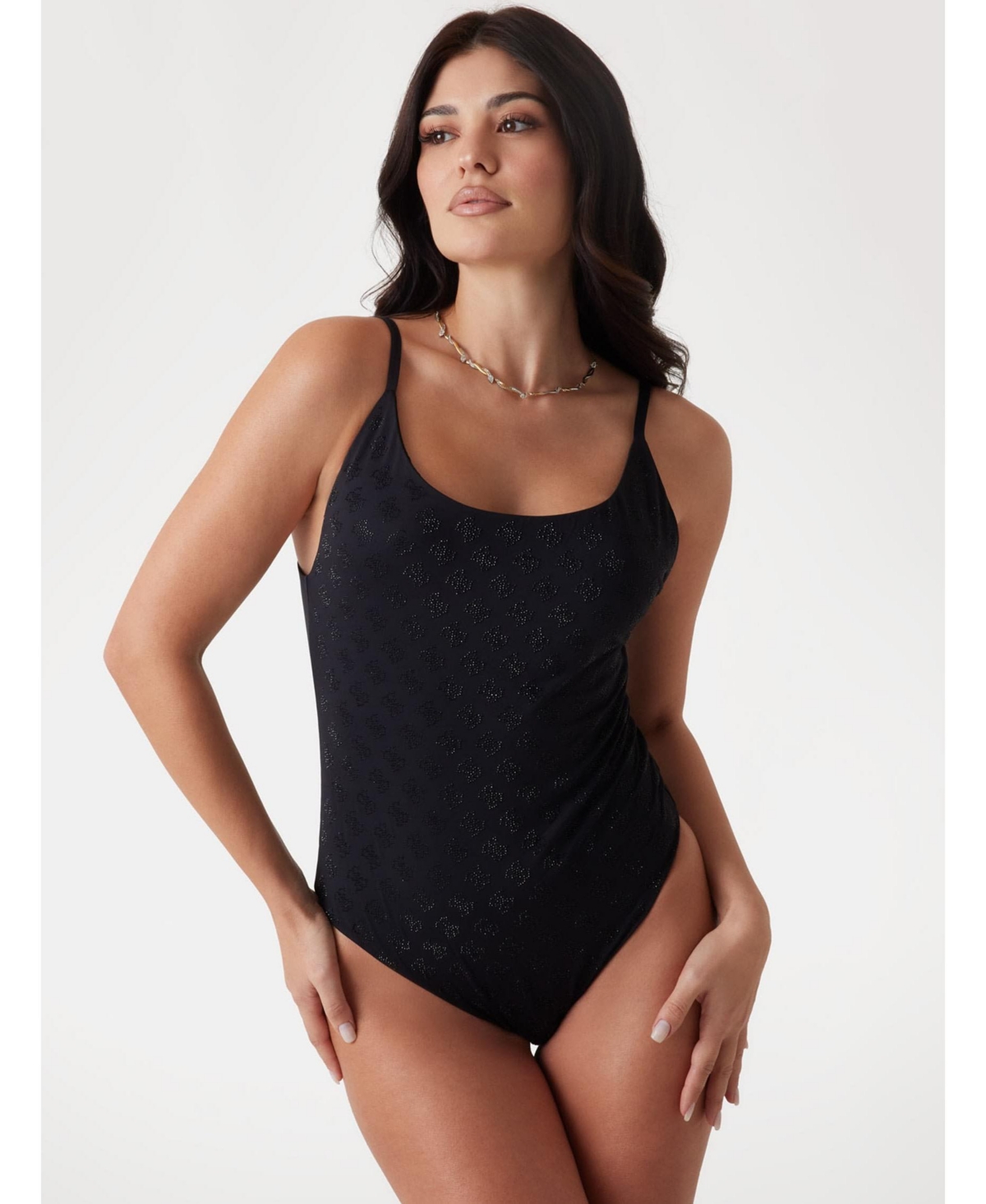 Women's Quattro G Rhinestone One-Piece Swimsuit - Black